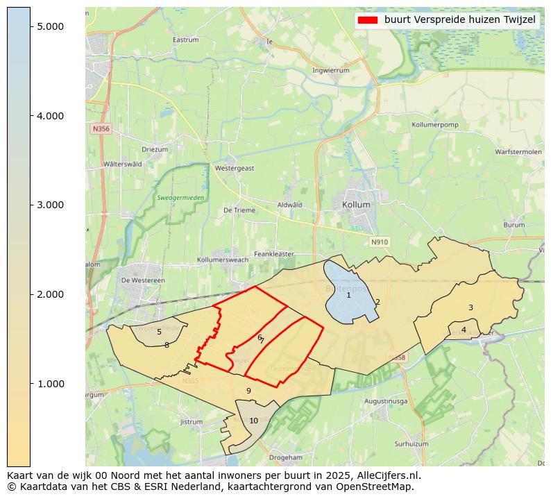 Afbeelding van de buurt Verspreide huizen Twijzel op de kaart.