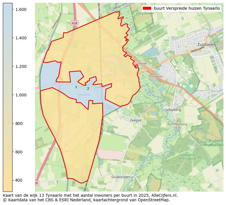 Afbeelding van de buurt Verspreide huizen Tynaarlo op de kaart.