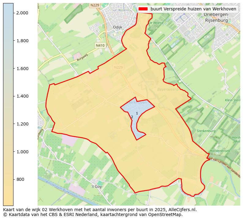 Afbeelding van de buurt Verspreide huizen van Werkhoven op de kaart.