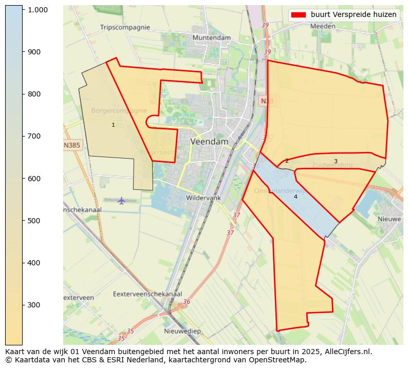 Afbeelding van de buurt Verspreide huizen op de kaart.
