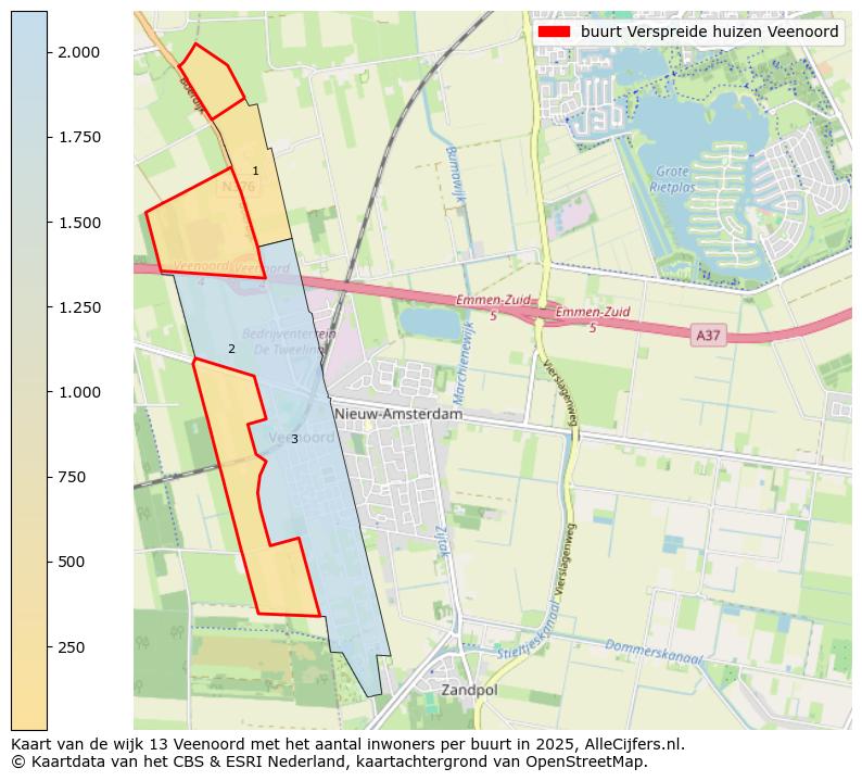 Afbeelding van de buurt Verspreide huizen Veenoord op de kaart.