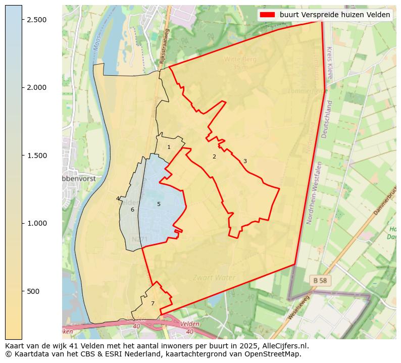 Afbeelding van de buurt Verspreide huizen Velden op de kaart.