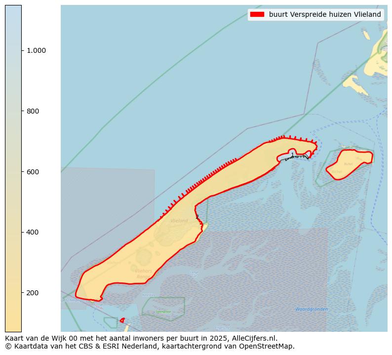 Afbeelding van de buurt Verspreide huizen Vlieland op de kaart.