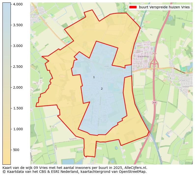 Afbeelding van de buurt Verspreide huizen Vries op de kaart.