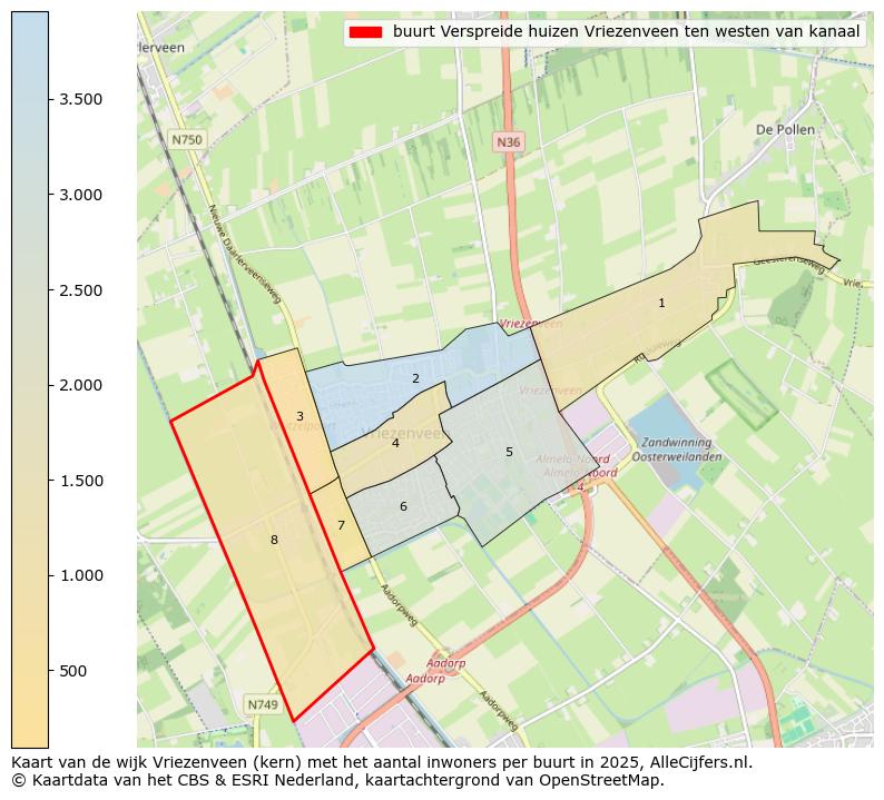Afbeelding van de buurt Verspreide huizen Vriezenveen ten westen van kanaal op de kaart.