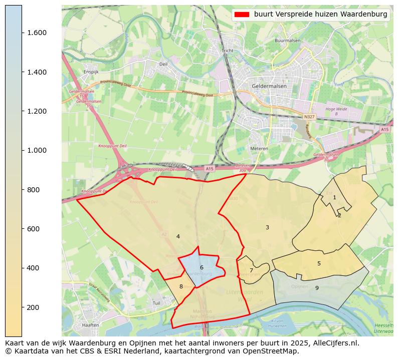 Afbeelding van de buurt Verspreide huizen Waardenburg op de kaart.