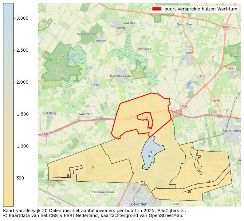 Afbeelding van de buurt Verspreide huizen Wachtum op de kaart.