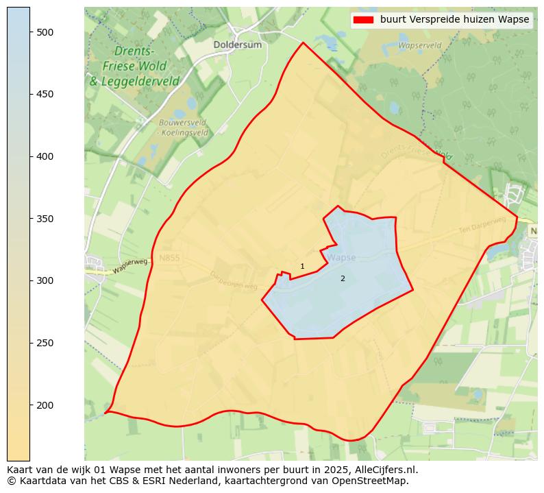 Afbeelding van de buurt Verspreide huizen Wapse op de kaart.