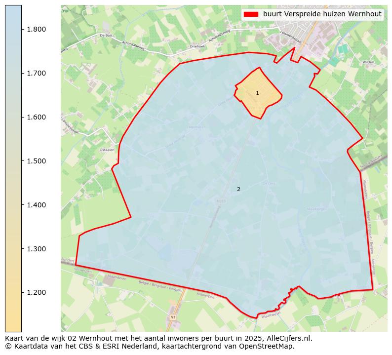 Afbeelding van de buurt Verspreide huizen Wernhout op de kaart.