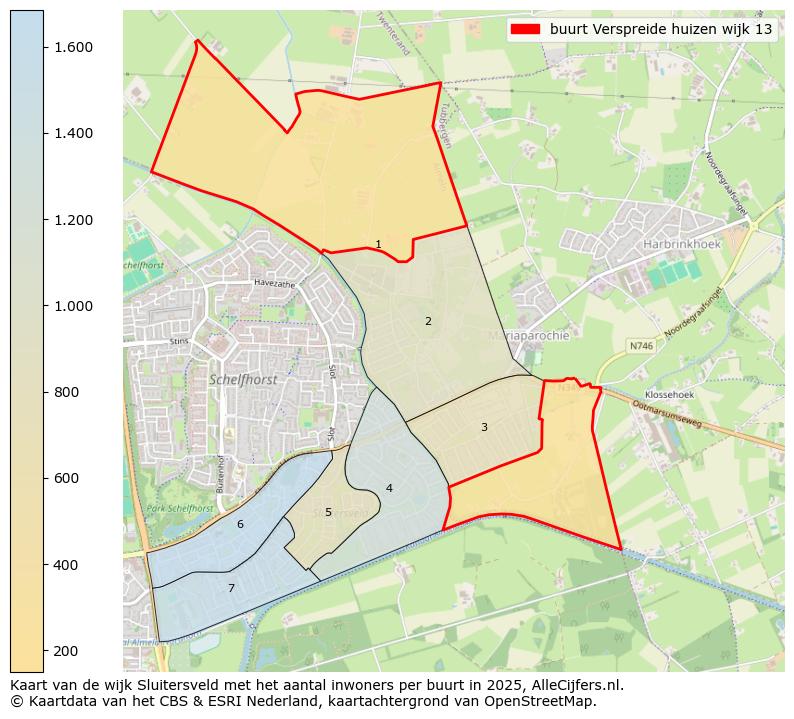 Afbeelding van de buurt Verspreide huizen wijk 13 op de kaart.