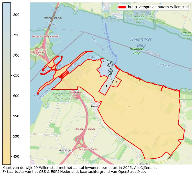 Afbeelding van de buurt Verspreide huizen Willemstad op de kaart.