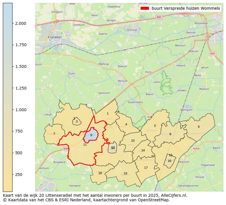 Afbeelding van de buurt Verspreide huizen Wommels op de kaart.