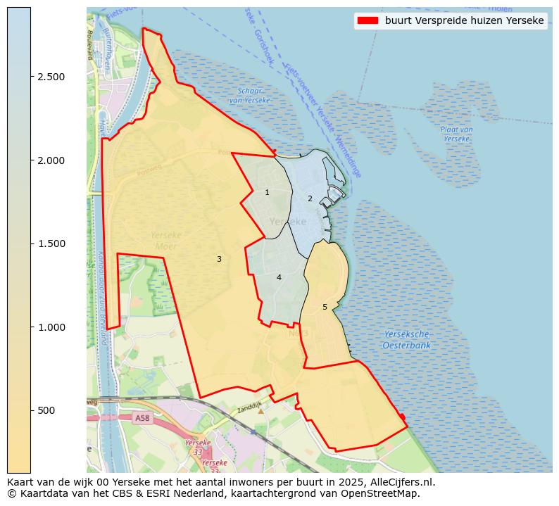 Afbeelding van de buurt Verspreide huizen Yerseke op de kaart.