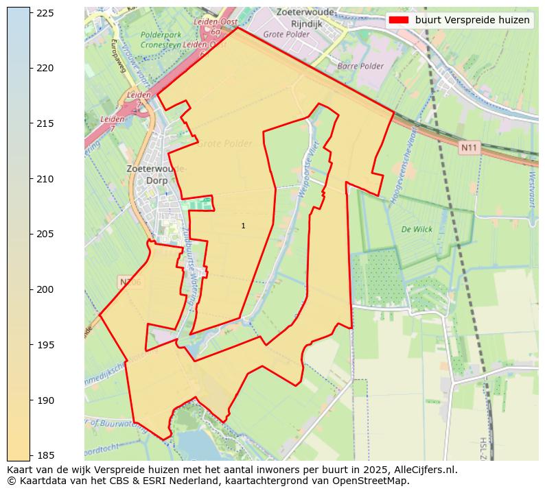 Afbeelding van de buurt Verspreide huizen op de kaart.