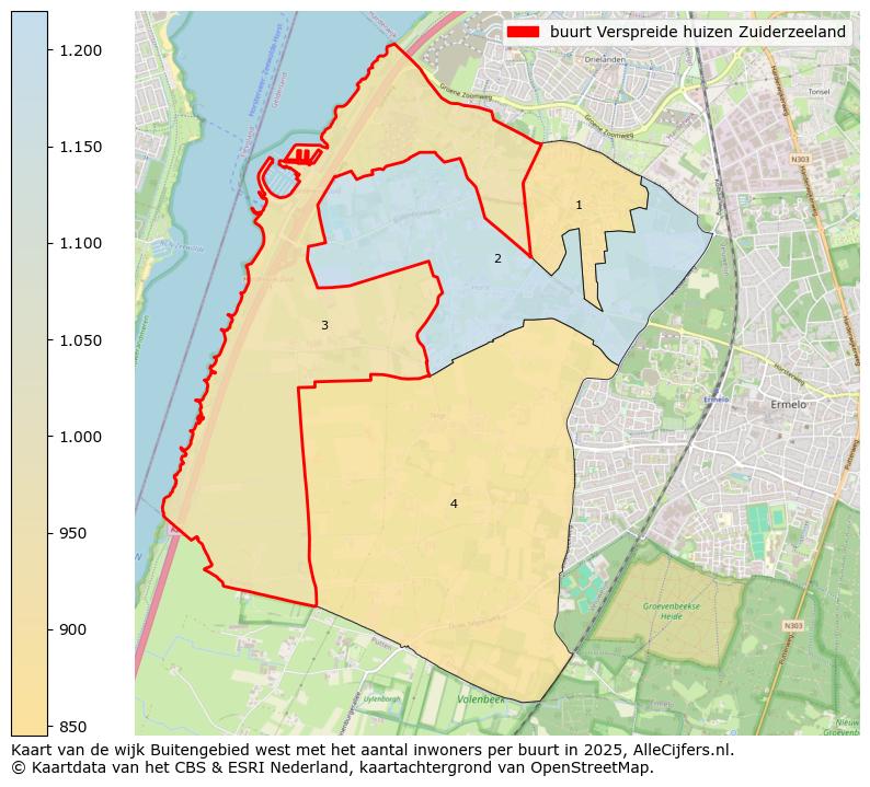 Afbeelding van de buurt Verspreide huizen Zuiderzeeland op de kaart.