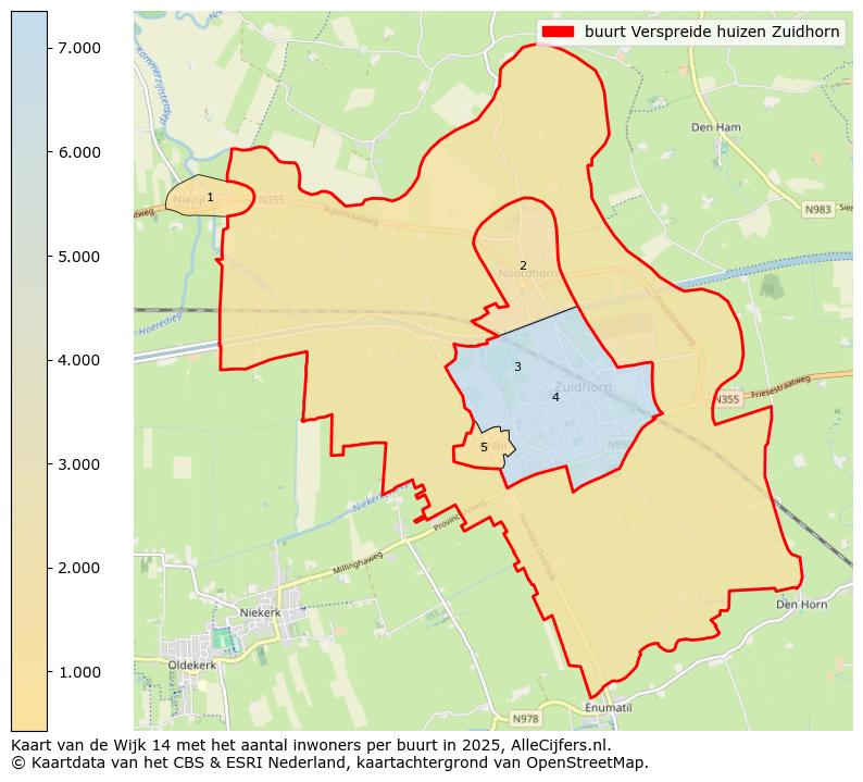 Afbeelding van de buurt Verspreide huizen Zuidhorn op de kaart.