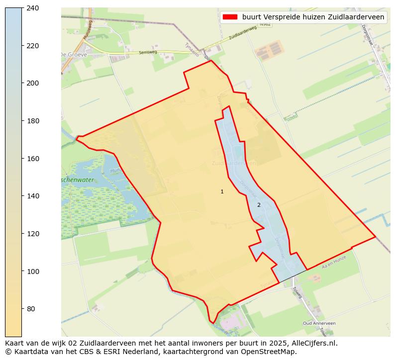 Afbeelding van de buurt Verspreide huizen Zuidlaarderveen op de kaart.