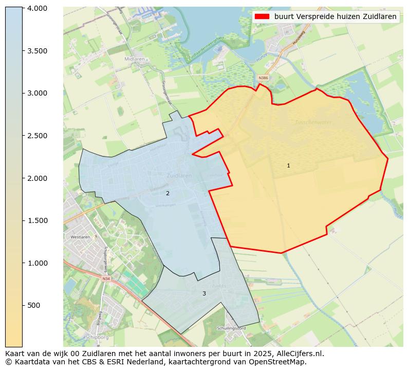 Afbeelding van de buurt Verspreide huizen Zuidlaren op de kaart.