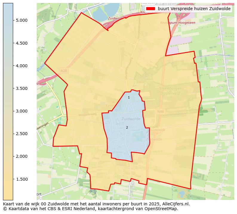 Afbeelding van de buurt Verspreide huizen Zuidwolde op de kaart.