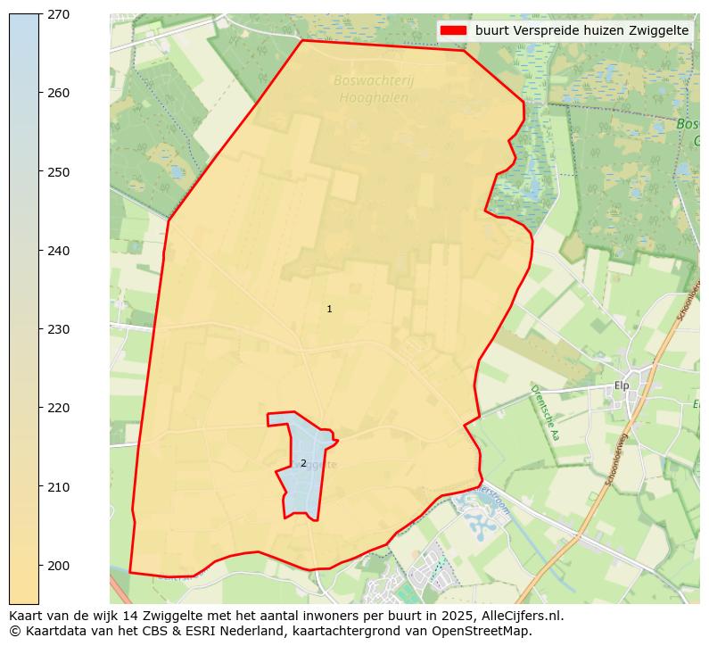 Afbeelding van de buurt Verspreide huizen Zwiggelte op de kaart.