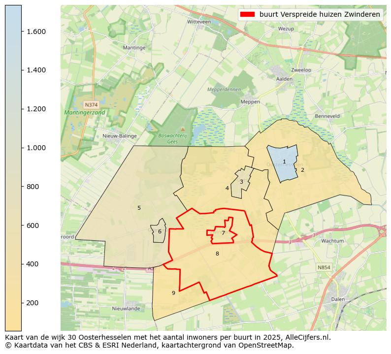 Afbeelding van de buurt Verspreide huizen Zwinderen op de kaart.