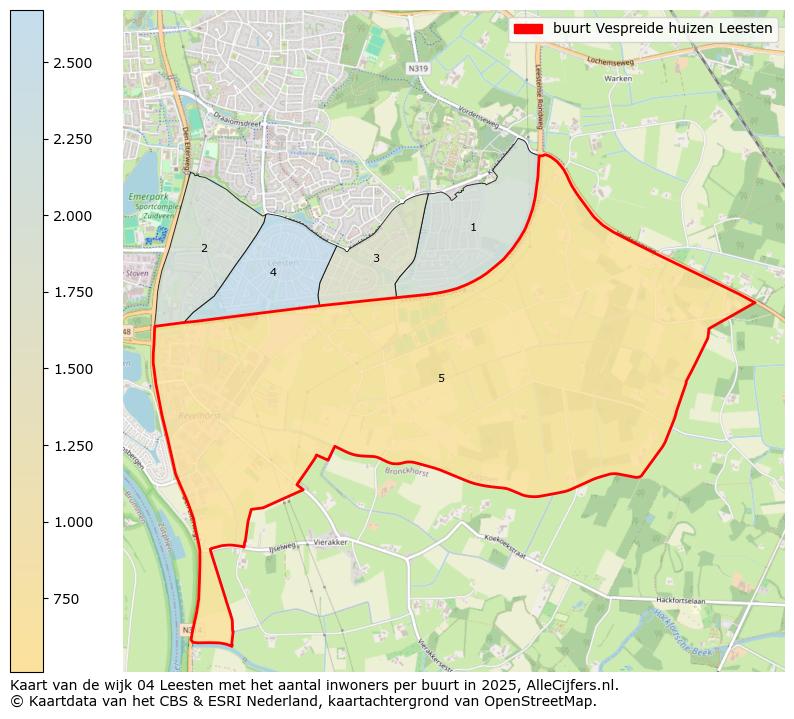 Afbeelding van de buurt Vespreide huizen Leesten op de kaart.