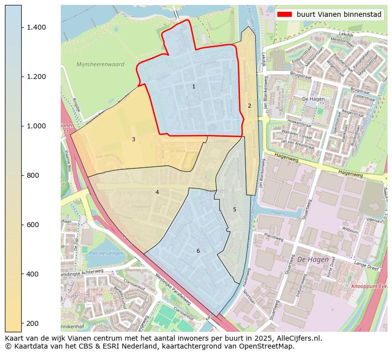 Afbeelding van de buurt Vianen binnenstad op de kaart.