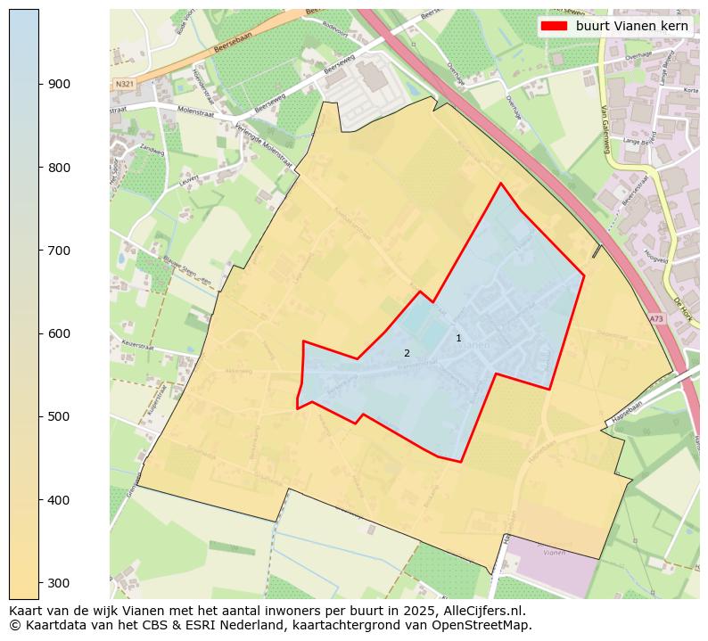 Afbeelding van de buurt Vianen kern op de kaart.