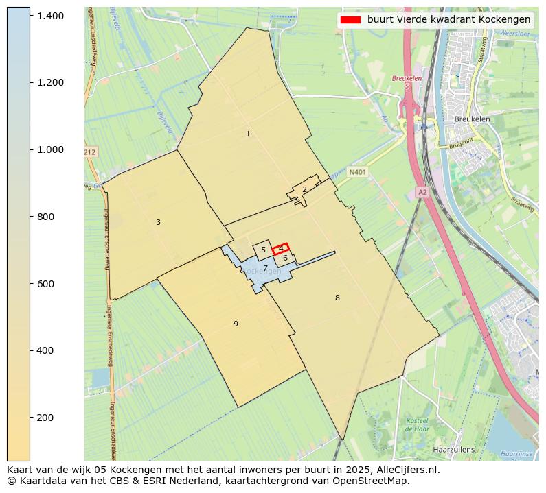 Afbeelding van de buurt Vierde kwadrant Kockengen op de kaart.