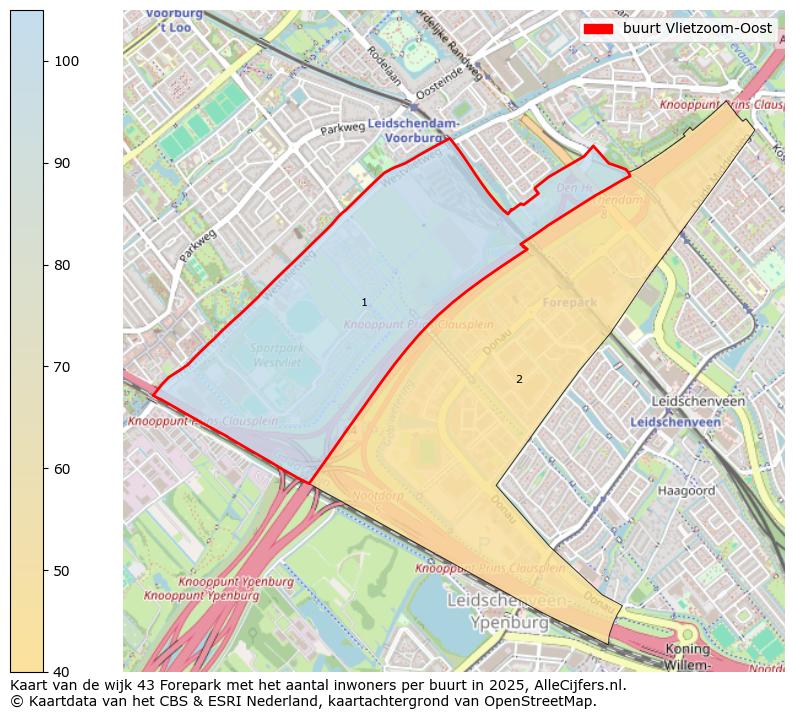 Afbeelding van de buurt Vlietzoom-Oost op de kaart.