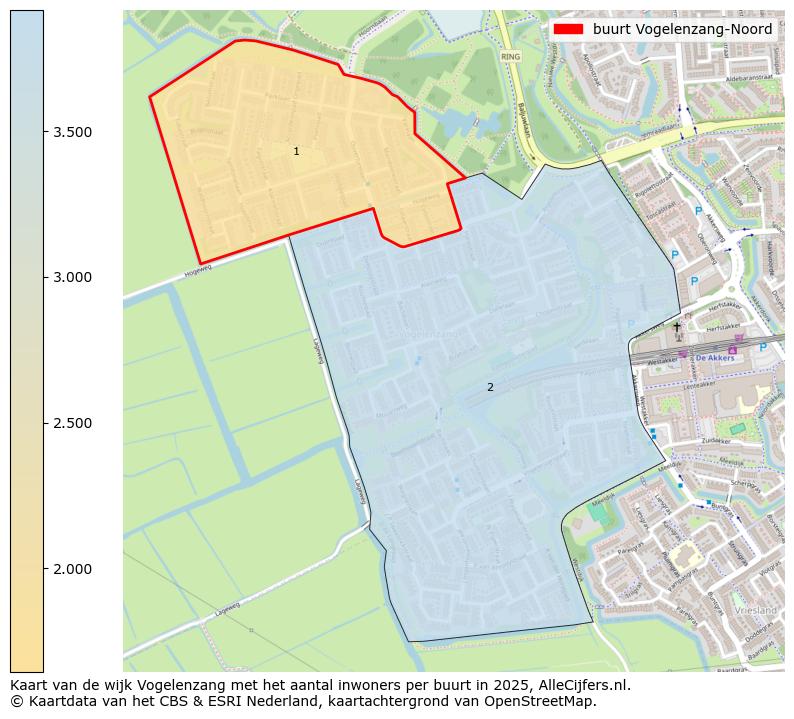 Afbeelding van de buurt Vogelenzang-Noord op de kaart.