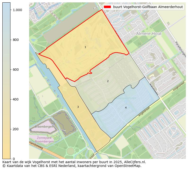 Afbeelding van de buurt Vogelhorst-Golfbaan Almeerderhout op de kaart.