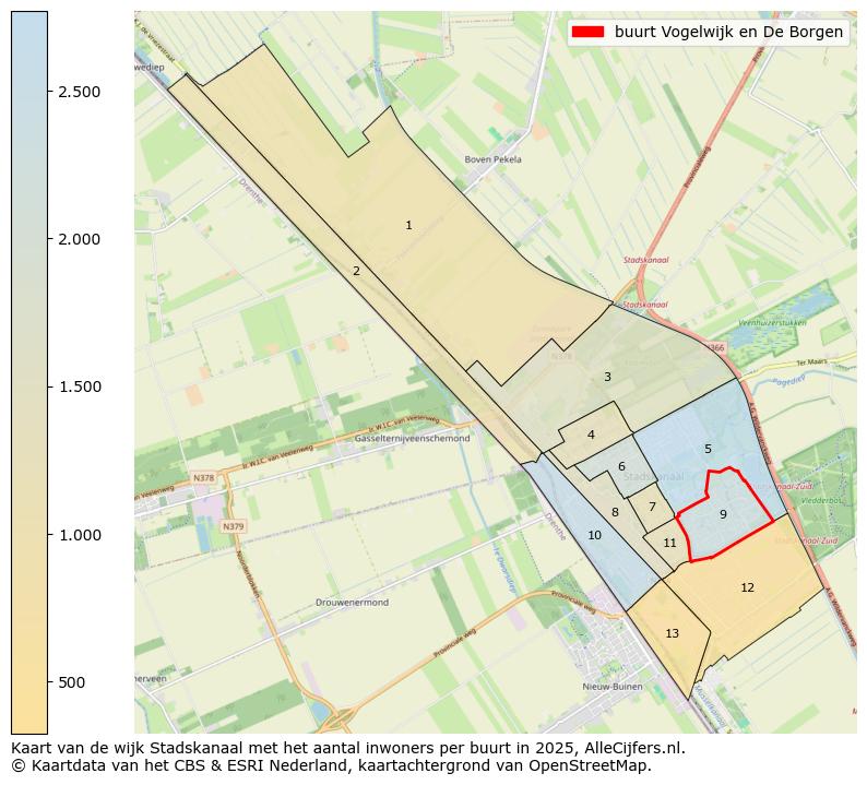 Afbeelding van de buurt Vogelwijk en De Borgen op de kaart.