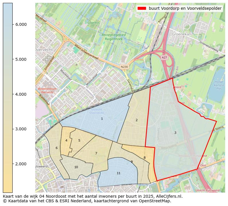 Afbeelding van de buurt Voordorp en Voorveldsepolder op de kaart.