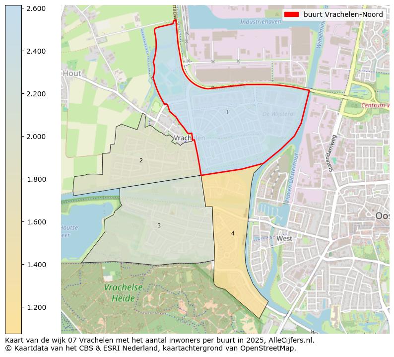 Afbeelding van de buurt Vrachelen-Noord op de kaart.