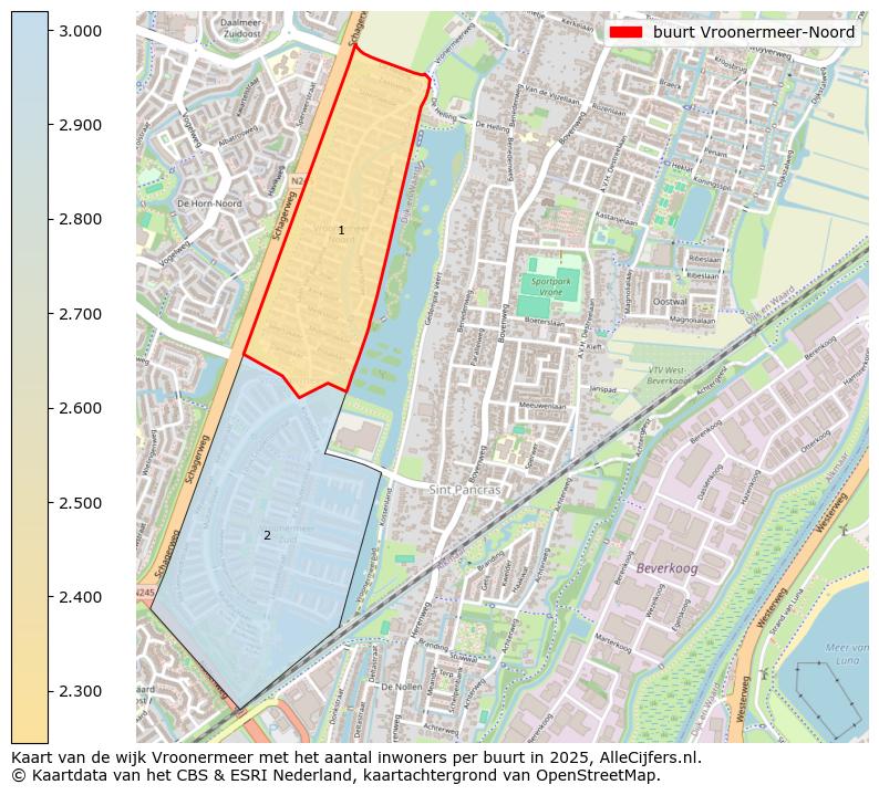 Afbeelding van de buurt Vroonermeer-Noord op de kaart.