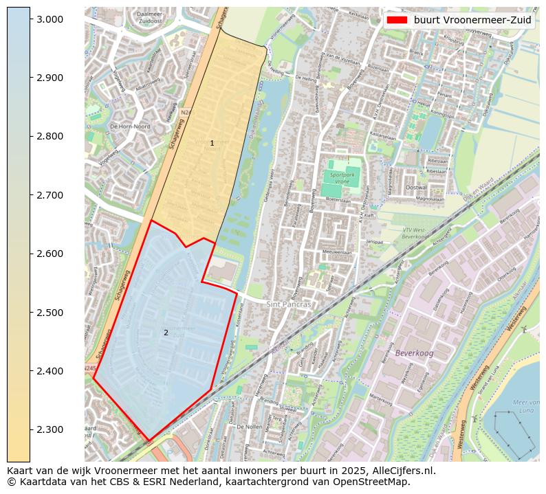 Afbeelding van de buurt Vroonermeer-Zuid op de kaart.