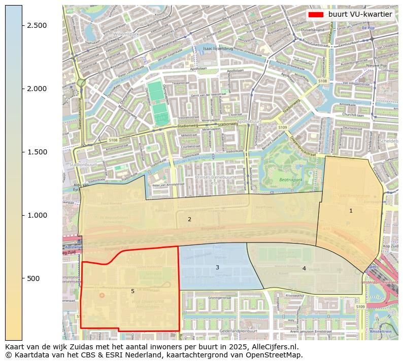 Afbeelding van de buurt VU-kwartier op de kaart.