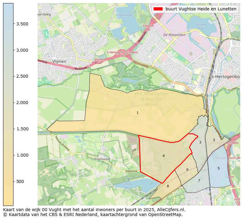 Afbeelding van de buurt Vughtse Heide en Lunetten op de kaart.