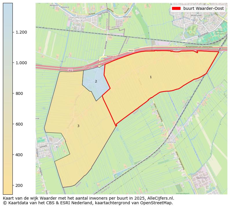 Afbeelding van de buurt Waarder-Oost op de kaart.