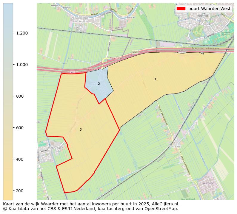 Afbeelding van de buurt Waarder-West op de kaart.