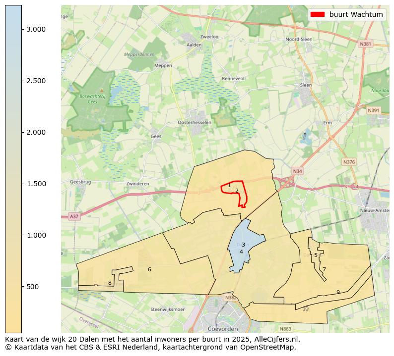 Afbeelding van de buurt Wachtum op de kaart.