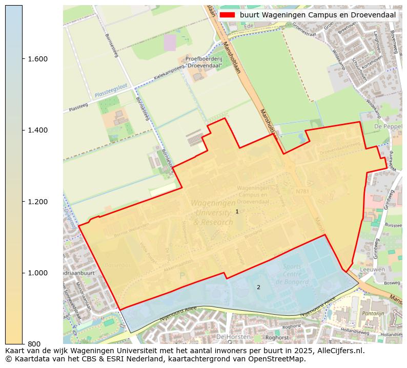 Afbeelding van de buurt Wageningen Campus en Droevendaal op de kaart.