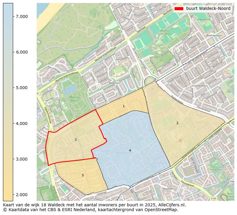 Afbeelding van de buurt Waldeck-Noord op de kaart.