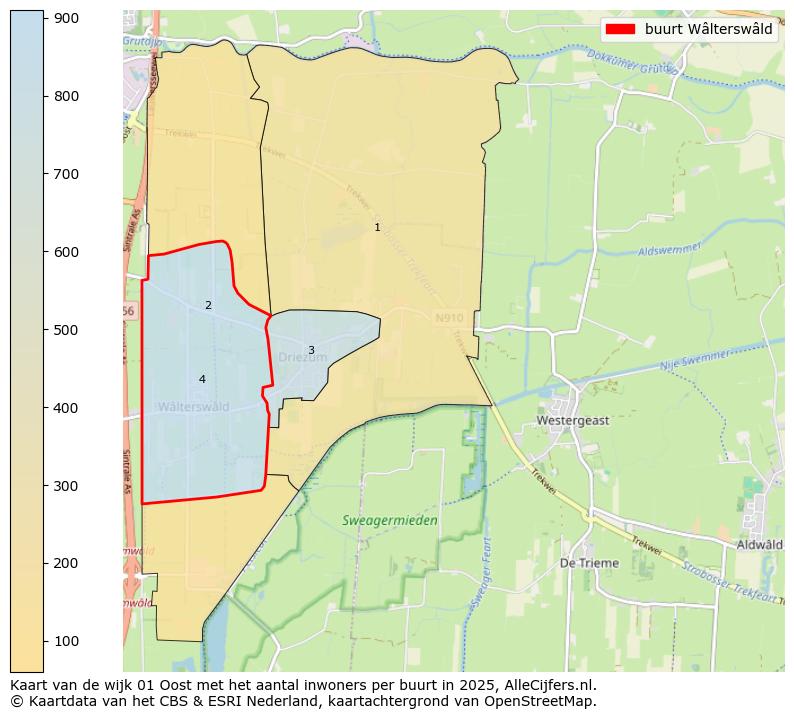 Afbeelding van de buurt Wâlterswâld op de kaart.