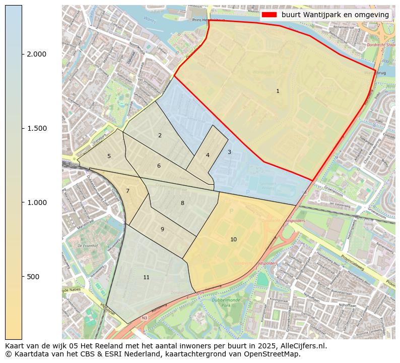 Afbeelding van de buurt Wantijpark en omgeving op de kaart.