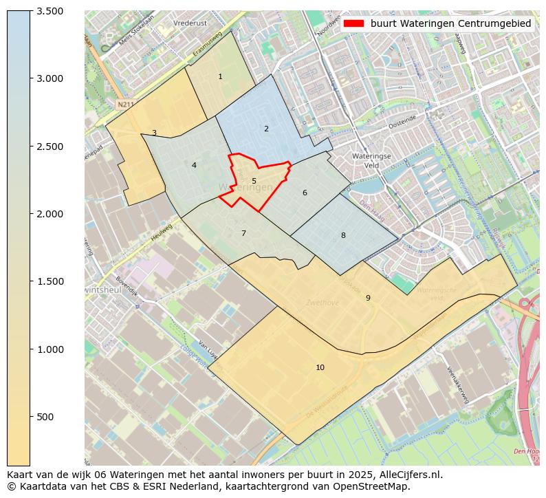 Afbeelding van de buurt Wateringen Centrumgebied op de kaart.