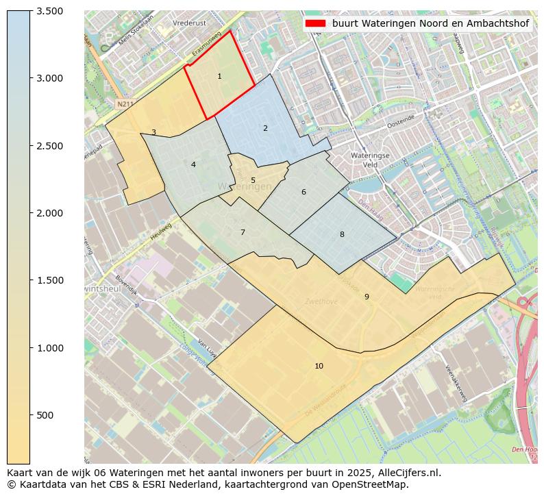 Afbeelding van de buurt Wateringen Noord en Ambachtshof op de kaart.