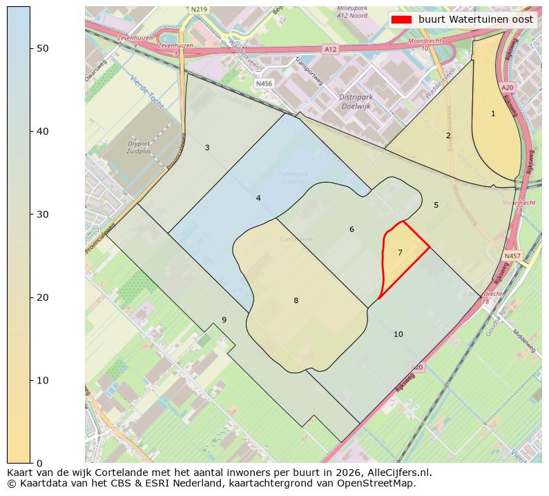 Afbeelding van de buurt Watertuinen oost op de kaart.