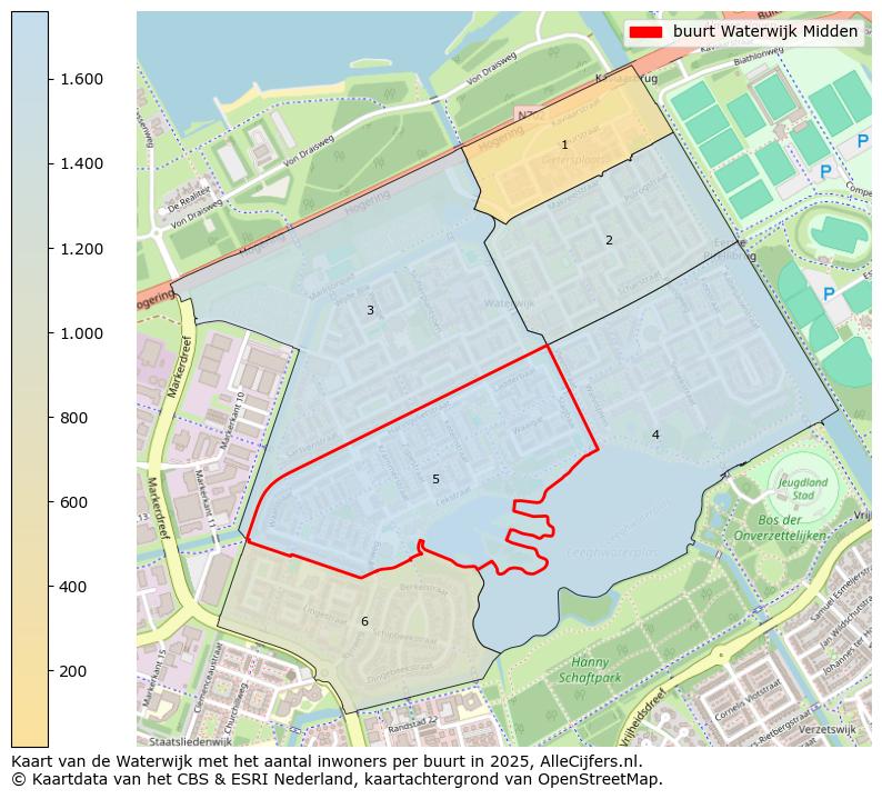 Afbeelding van de buurt Waterwijk Midden op de kaart.